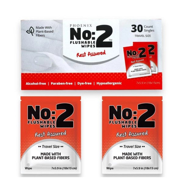 No2 Flushable Wipes Flushable Wipes - Certified - Travel Friendly,
