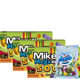 Mike and Ike Chewy Candy – 3 Pack of Movie Theater Boxes (4.25 OZ Each) + Candy Freezer Freeze Dried Skitzz – Perfect for Movie Nights & Sharing (Megamix Sour) - Candy