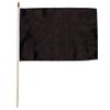 Black Solid Color 12x18in Stick Flag - 1 dozen pack