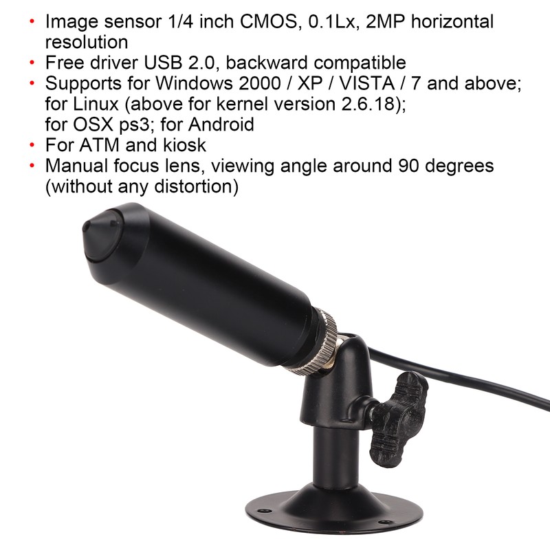 Mini Security Camera 2MP 0.1Lx 30fps 90 Degree Mini USB