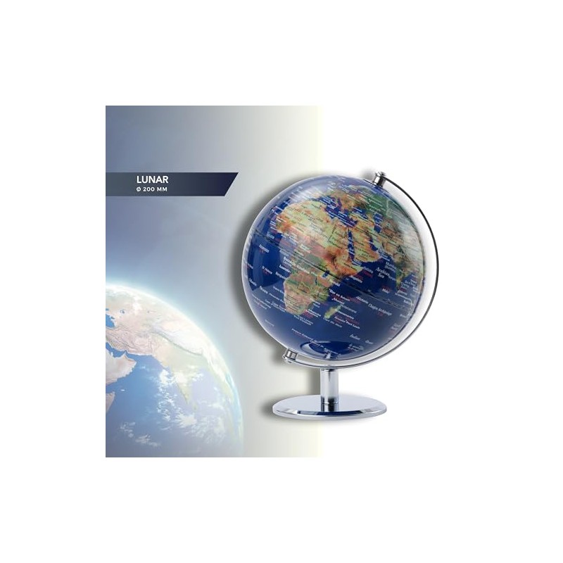 TROIKA Globe Diameter 20 cm Lunar Globe Physical Map Topographic