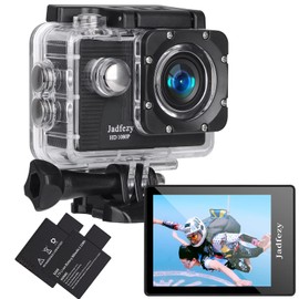 Jadfezy Jadfezy Action Camera FHD 1080P 12MP, 98FT/30M Underwater Waterproof Camera with 2 Batteries, Wide Angle Sports Camera with Accessories Kit Suitable for Helmet, Bicycle, etc.