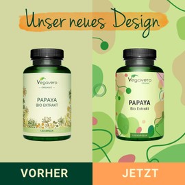 Organic Papaya Capsules Vegavero® | 1400 mg High-Potency Extract | With Papain Enzyme & Antioxidants | 100% Organic, Vegan & No Additives | 120 Capsules | Lab-Tested for Purity