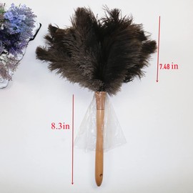 Ostrich Feather Duster for Cleaning Feathers Fluffy Natural Real Ostrich Feathers with Wooden Handle and Eco-Friendly Reusable Ostrich Feather Duster (Length 40cm)