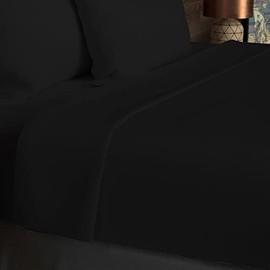 Soleil d'ocre, Flat Sheet, Cotton, 57 Threads, Black, 180 x 290 cm