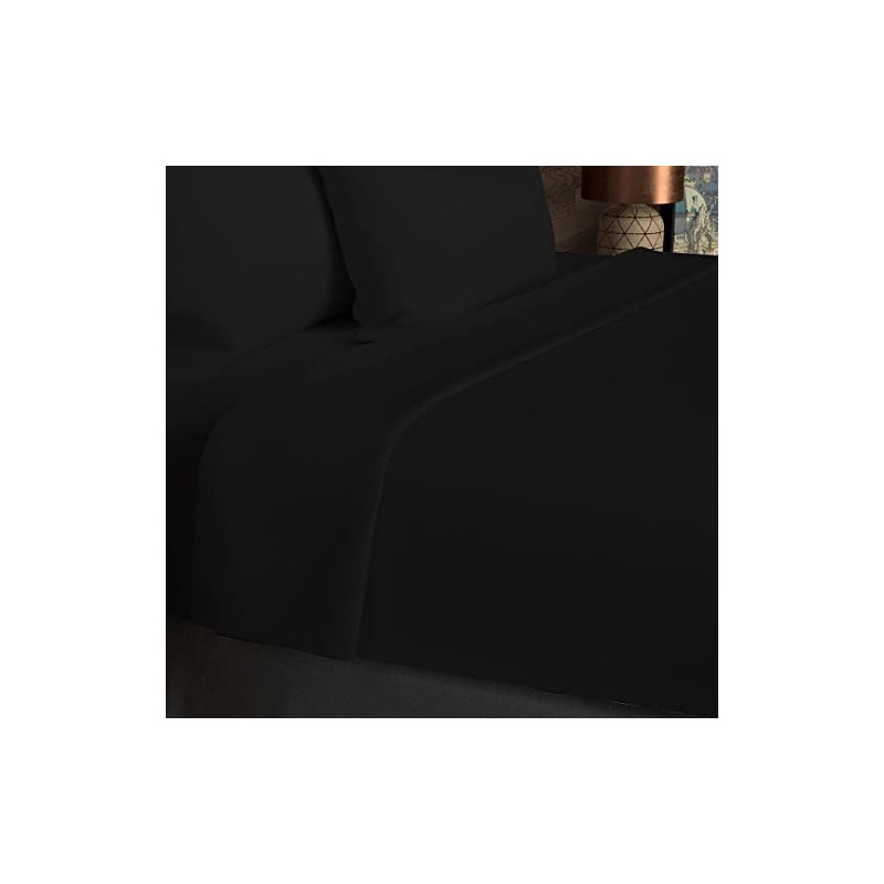 Soleil d'ocre, Flat Sheet, Cotton, 57 Threads, Black, 180 x