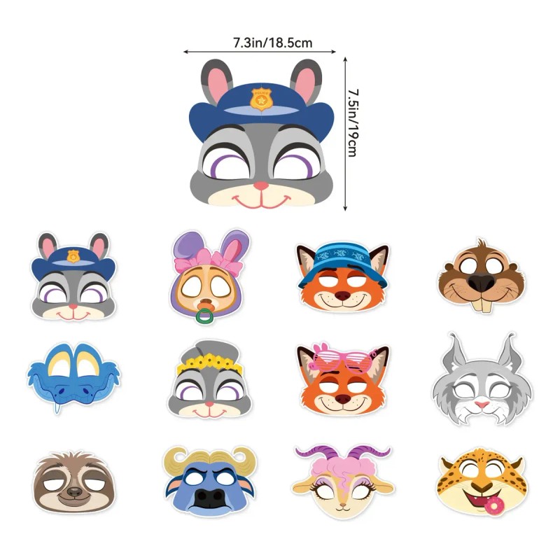 Máscaras De Fiesta Zootopia Para Decoración 12 Piezas