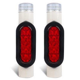 WUSHIXAN 2Pcs Boat Trailer Guide on Post Pipe Light Set, IP67 Waterproof Boat Trailer Guide Pole LED Lights, 12V PVC Pipe Lights for Guide on Post Sealed Submersible Running Turn Signal Brake