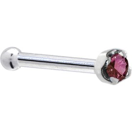 Solid 14k White Gold 1.5mm (0.015 cttw) Genuine Purple Diamond Nose Stud Bone 20 Gauge 1/4"