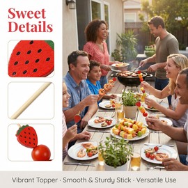 OKKRMGZ 50PCS Strawberry Picks Toothpicks Cute Fruit Sticks and Dipping Skewers for Strawberries Fun Floral Cocktail Picks Plastic Stick Picks for Arrangements Wedding Party and Appetizer Use