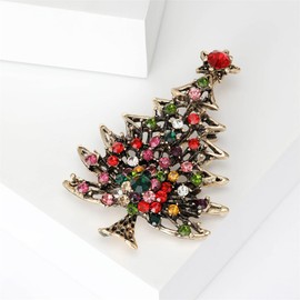 Christmas Brooch Pins Crystal Enamel Pin Christmas Tree Lapel Pin for Wedding Party Jewelry Fashion Accessory Gift for Women