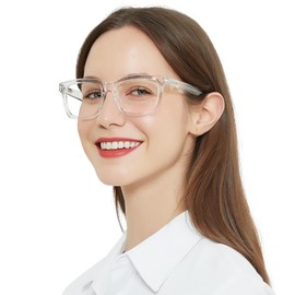 WEMOOTANTS High Magnification Power Reading Glasses 5.0 for Women Square Readers 100 125 150 175 200 225 250 275 300 350 400 500 600 (Crystal Clear 5.00)