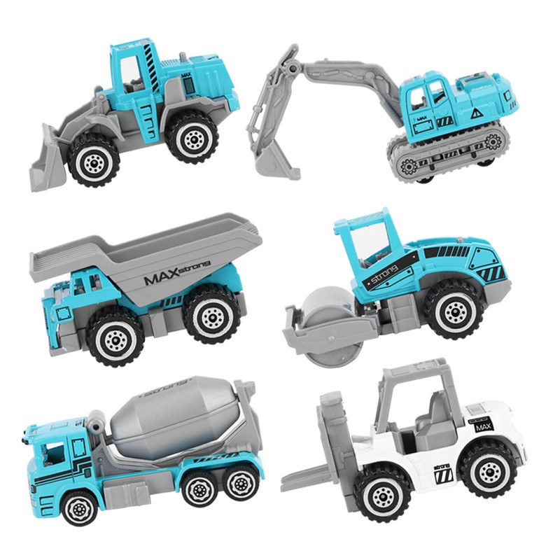 6pcs 1:64 Engineering Car Model Alloy Simulation Vehicle Car Model