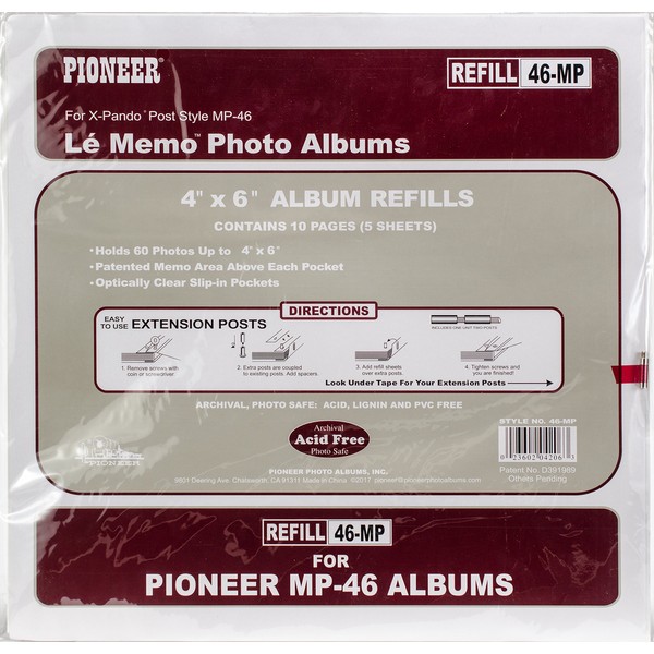 Pioneer Memo Pocket Album Refill 4-Inch by 6-Inch for mp-46 albums