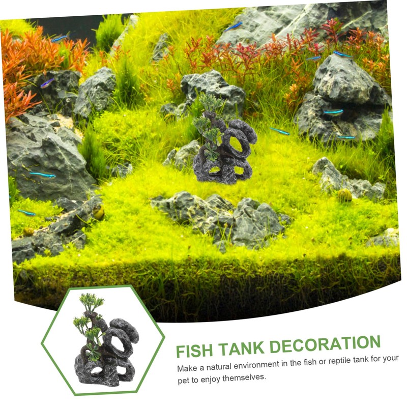 Sosoport Lifelike Fish Tank Decoration Hideaway Cave Fake Aquarium Plants