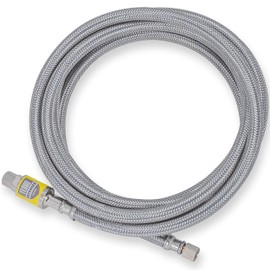 Eastman Ice Maker Connector, 1/4 Inch Compression, Flood Defender Auto Shutoff Valve, 10 Foot Flexible Braided Stainless Steel Hose, 98554