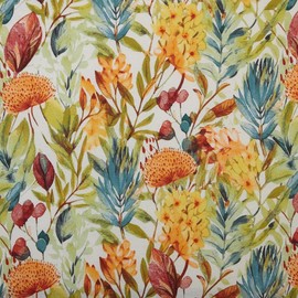 Kt KILOtela - Printed Canvas Fabric Decoration Upholstery Cushion Curtains Bedspreads Bags Tablecloths Crafts 100cm Length x 280cm Width Bellinda Flowers Multicolor - 1 Metre