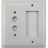 Classic Accents Rounded White Switch Plates - (2 Gang Combo - 1 Push Button Switch 1 GFCI/Rocker)