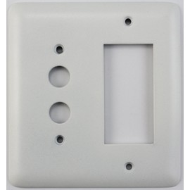 Classic Accents Rounded White Switch Plates - (2 Gang Combo - 1 Push Button Switch 1 GFCI/Rocker)