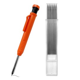 Carpenter Pencil, 1 Pcs Solid Construction Pencils with 6 Refills for Woodworking Drafting, Architect Construction (Orange)