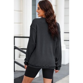 Urchics Crewneck Sweatshirts for Women 2025 Mardi Gras Holiday Corduroy Long Sleeve Sequin Graphic Casual Pullover Tops Black XL