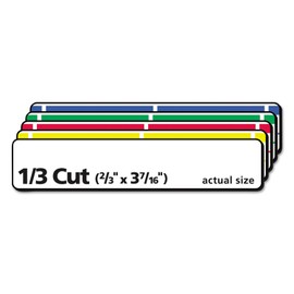 Avery 5266 Permanent Filing Labels, 1/3 Cut, 750/Pk, Rd/Be/Gn/Pe/Yw