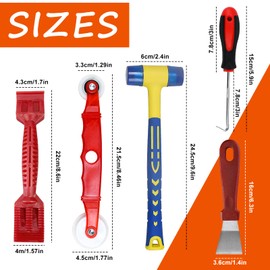 KARBAG 5PCS Window Glass Tool Kit, Window Glazing Tool Double-Head Rubber Hammer, Rubber Strip Shovel, Curved Shovel, Leather Strip Press Wheel, Gasket Hook, Multi-Functions Glazing Tools for Windows