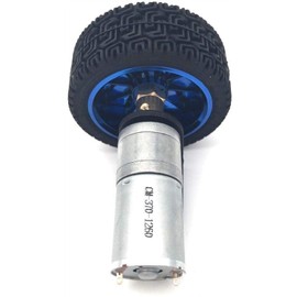 DC 12V Encoder Motor Gear 4Mm Shaft with Mounting Bracket Coupling 65Mm Wheel 170 RPM for Car Model Motor Tools