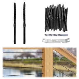 Muzata 40Pack 1/8" Black Swage Lag Screws Left & Right Cable Railing Hardware Kit Handed Thread for Wood Post T316 Stainless Steel Stair Deck WoodBudget System 20 Cable Runs CK17