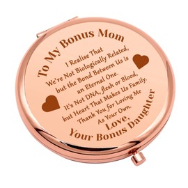 Bonus Mom Gifts from Daughter Compact Makeup Mirror for Stepmother Thank You Gifts for Step Mom Bonus Mom Gifts Folding Makeup Mirror for Unbiological Mom Mother in Law
