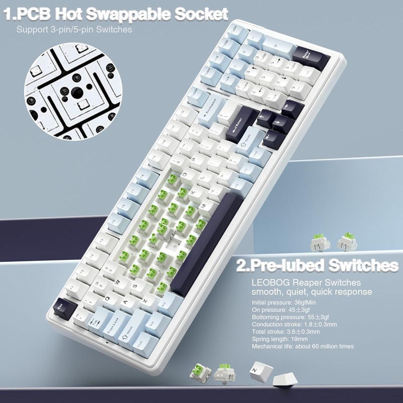 AULA F99 Wireless Mechanical Keyboard, Hot Swappable Custom Keyboard,Pre-lubed Linear