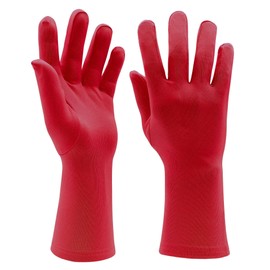 Aniler Men's and Women's Wrist Length Stretchy Gloves Spandex Wedding Party Banquet Costume Short Gloves (One Size, Red)