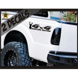 Ford 4x4 Decals, MATTE BLACK Set for Ford F150 Super Duty CAMO Deer Hunting