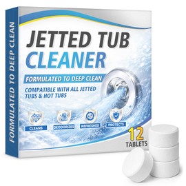 Bellisinno Jetted Tub Cleaner Bathtub Tabs, Bathtub Cleaner for Whirlpool, Spa Tubs & Hot Tubs, Deep Cleans Tub Jets, Removes Scale, Buildup & Residue, 12 Tablets