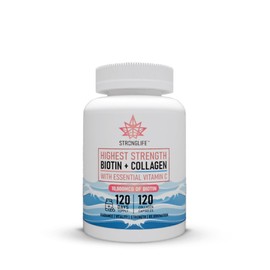 Marine Collagen & Biotin Capsules | 500mg Collagen, 10,000µg Biotin, Vitamin C | High Strength Hair, Skin & Nails Supplement | Protein Support | 120 Capsules – 120 Day Supply