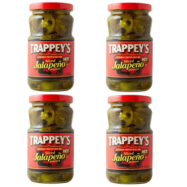Trappeys Sliced Jalapeno Peppers | 12 Fl Oz | Pack of 4