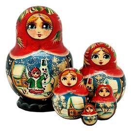 Snowman 5-Nest Matreshka Wooden Nesting Dolls Set - 140072 by G.DeBrekht