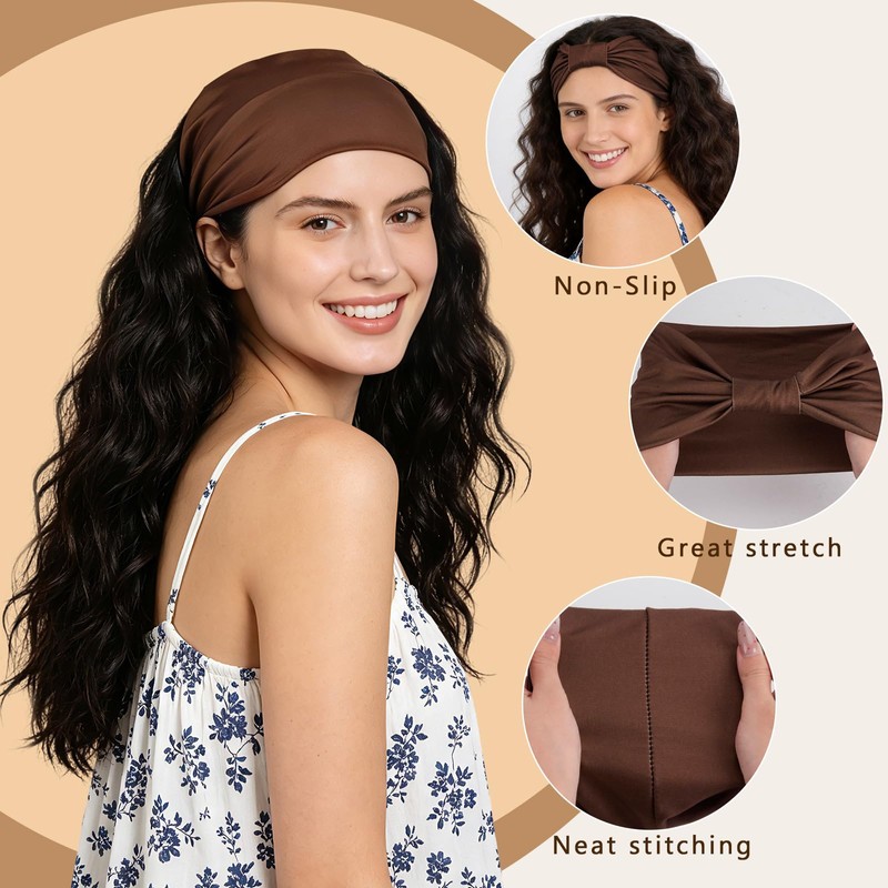 6 P Leopard Print Knotted Bow Headbands for Women, Wide