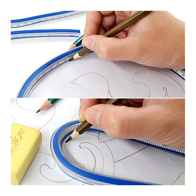 Regla Flexible Curvas Dibujo 30 cm Vinilo Plástico Azul Artesanía