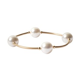 Made As Intended Blessing Bracelet White Crystal Pearls with Gold Filled Links, Regular Size