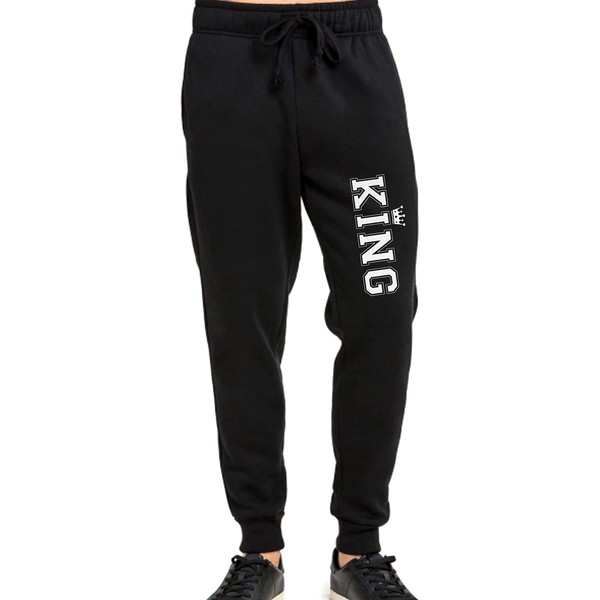 King and Queen Couple Jogger, King Queen Matching Joggers (Black-King