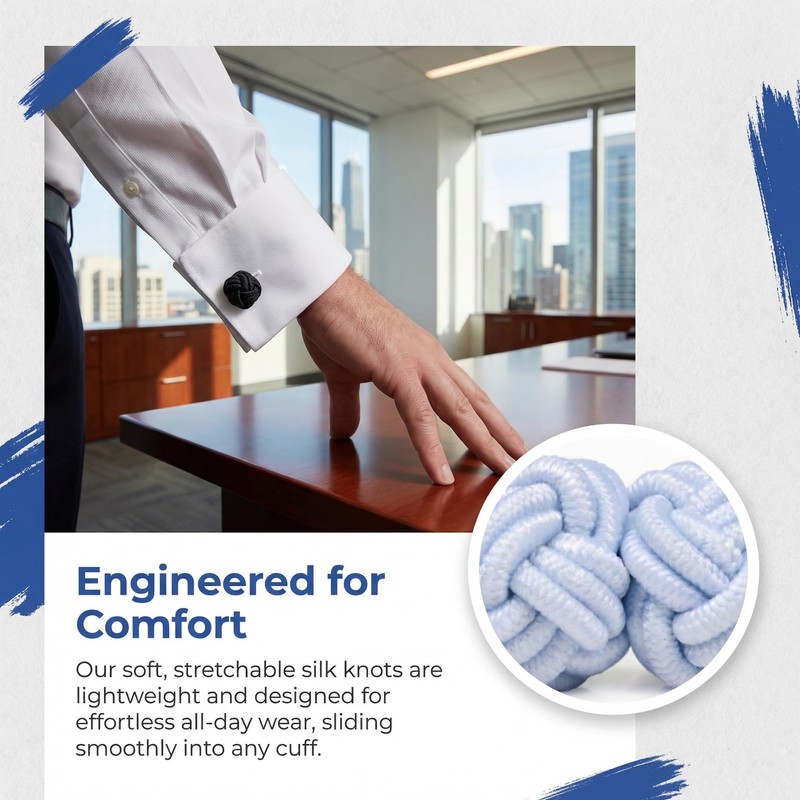 KGCGJVB 5 Pairs Cufflinks Set Silk Knot Fabric Cuff Links
