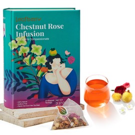 Rose Tea Bag for Beautifying, Leafberry Traditional Chinese Herbal Tea Bags Sampler, Chestnut Rose Jasmine Rejuvenating Soothing Relaxation Antioxidant Properties Healthy 10 Bags Tea Gift sets