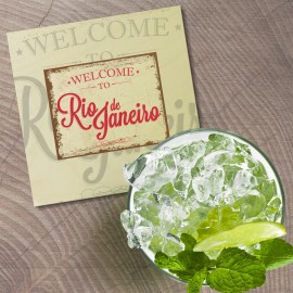 Unbranded Vintage Travel Sign Welcome To Rio De Janeiro 4'' X 4'' Square Wooden Coaster