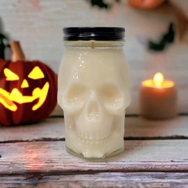 Skull Candle in Reusable 16 oz Drinking Jar Gift Gift favorite candles Mason - Scent: Pink Sugar
