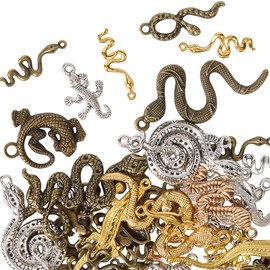 SOFPLATE 1 Box 100G Snake Charms Antique Vintage Charms Alloy Small Tibetan Style Mixed Punk Lizard Metal Hanging Link Trinket Pendant Findings for Jewellery Making Charms Necklace Earrings DIY Crafts