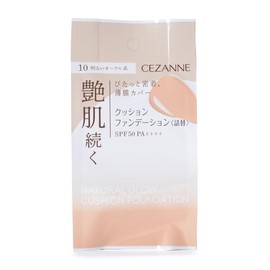 Cezanne SPF50 PA++++ Cushion Foundation (Refill) 10 Bright Ochre Type, 0.4 oz (11 g), Glossy Skin Foundation