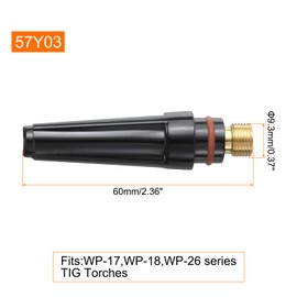 sourcing map 2pcs TIG Back Cap 57Y03 Fit Welding Torch WP-17, WP-18, WP-26 Long Back Cap for TIG Torch Part Accessory Replacement Part