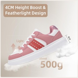 Cenlynn Womens Casual Shoes Comfortable Fashion Sneakers Lace-up Shoes Pink