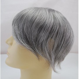 260 Mens Toupee Gray Human Hair Piece Dark Brown mixed 60% Gray